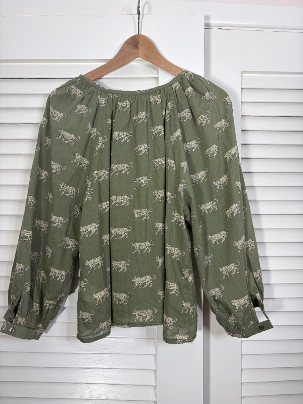 Emerson Fry Frances Blouse - Olive Cheetah Organic - Picture 2 of 4